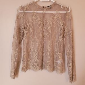 Taupe Lace Shirt from Dynamite